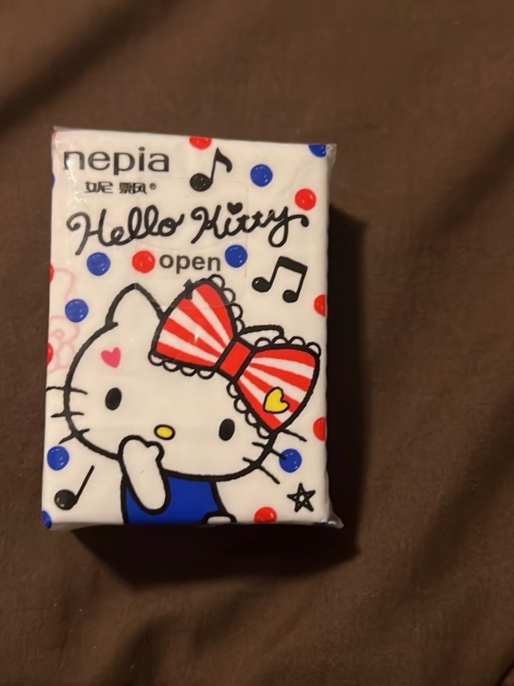 Hello Kitty Pocket Tissues - White with Red & Blue Design five packs